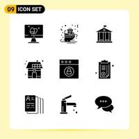 9 kreativ ikoner modern tecken och symboler av app kraft släde hus eco redigerbar vektor design element