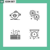 piktogram uppsättning av 4 enkel fylld linje platt färger av motor fästa motor qa typ redigerbar vektor design element