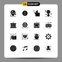 Aktienvektor-Symbolpaket mit 16 Zeilenzeichen und Symbolen für Lebensmittel, Brot, Handbäckerei, Gesundheitswesen, bearbeitbare Vektordesign-Elemente vektor