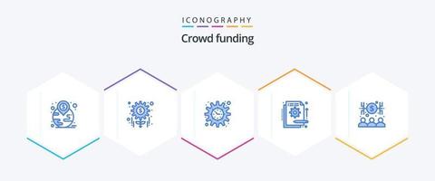Crowdfunding 25 blaues Icon Pack inklusive Banker. in. Finanzierung. Finanzierung. Detail vektor
