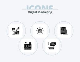 digital marknadsföring glyf ikon packa 5 ikon design. team. pil. Stöd. nätverk. Facebook vektor