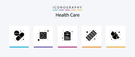 Gesundheitswesen Glyphe 5 Icon Pack inklusive Drop. Tablette. Checkliste. Pille. Kapsel. kreatives Symboldesign vektor