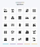kreativ lantbruk 25 glyf fast svart ikon packa sådan som lantbruk. blomma. växt. jordbruk. växt vektor