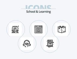 Schule und Lernen Linie Icon Pack 5 Icon Design. Telefon. Handy, Mobiltelefon. Uhr. Globus. Buchen vektor