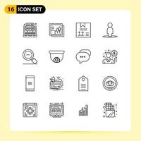 stock vector icon pack of 16 line zeichen und symbole for less peoplebild avatar entwicklung editierbare vektordesign-elemente