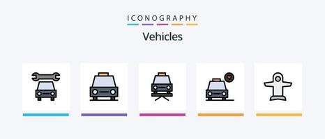 fordon linje fylld 5 ikon packa Inklusive . fordon. plus. militär. service. kreativ ikoner design vektor
