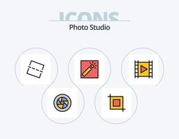 Fotostudio-Linie gefüllt Icon Pack 5 Icon Design. hinzufügen. Fotografie. hell. Foto. Ernte vektor