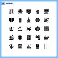 Stock Vector Icon Pack mit 25 Zeilenzeichen und Symbolen für Campingkommunikation Watch Talkie Shopping editierbare Vektordesign-Elemente