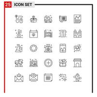 25 Zeilenpaket für die Benutzeroberfläche mit modernen Zeichen und Symbolen für bearbeitbare Vektordesign-Elemente für Dokumentanruflampennummern vektor