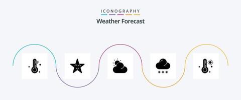 väder glyf 5 ikon packa Inklusive . moln. väder. varm vektor