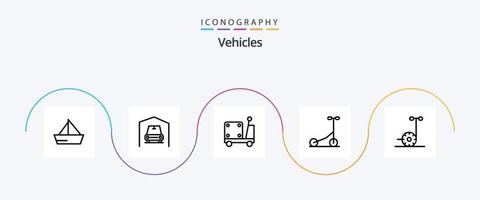 fordon linje 5 ikon packa Inklusive segway. motor. gaffeltruck. transport. skoter vektor