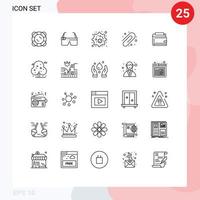mobil gränssnitt linje uppsättning av 25 piktogram av pengar kontanter biologi plånbok utbildning redigerbar vektor design element