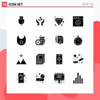 satz von 16 modernen ui-symbolen symbolzeichen für mac app wachsendes juwel brillante editierbare vektordesignelemente vektor