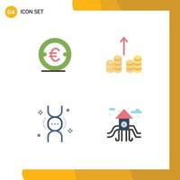 mobil gränssnitt platt ikon uppsättning av 4 piktogram av mynt genetik investering kontanter ut liv redigerbar vektor design element