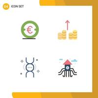 mobile Schnittstelle flaches Symbol Set von 4 Piktogrammen von Coin Genetics Investment Cash Out Life editierbare Vektordesign-Elemente vektor