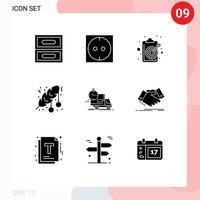 9 solides Glyphen-Konzept für mobile Websites und Apps Versand Lieferziel Blattdekoration bearbeitbare Vektordesign-Elemente vektor