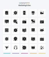 kreatives marketing und seo 25 glyph solid black icon pack wie ad. Puzzle. Marketing. Bildung. Gewinner vektor