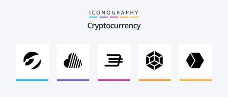 Cryptocurrency Glyph 5 Icon Pack inklusive Crypto . Voxel . Krypto . Krypto. kreatives Symboldesign vektor