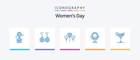 Womens Day Blue 5 Icon Pack inklusive. Liebe. Saft. kreatives Symboldesign vektor