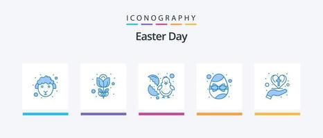 Ostern blau 5 Icon Pack inklusive Pflegeherz. Ei. Baby. Geschenk. Geburtstag. kreatives Symboldesign vektor