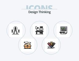 Design Thinking Line gefüllt Icon Pack 5 Icon Design. Stift. Karte. Service. Farbe. Bolzen vektor