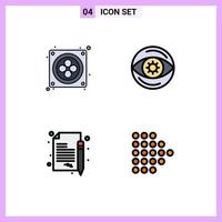 Stock Vector Icon Pack mit 4 Zeilenzeichen und Symbolen für Computer Contract Business Vision Pfeil editierbare Vektordesign-Elemente