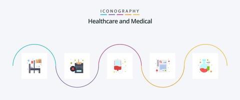 medicinsk platt 5 ikon packa Inklusive . labb. blod. kemisk. recept vektor