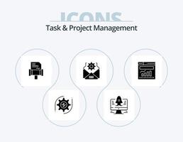 Aufgaben- und Projektmanagement-Glyphen-Icon-Pack 5-Icon-Design. . Einstellung . Anfang. mail . Regeln vektor