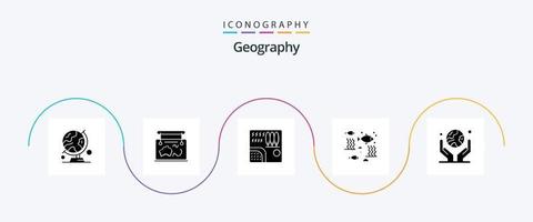 Geographie Glyphe 5 Icon Pack inklusive Fluss. Fisch. Führung. reisen. Regen vektor