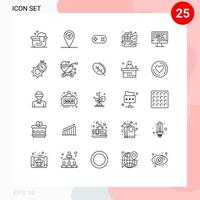 Satz von 25 modernen ui-Symbolen Symbole Zeichen für Timer-Codierung plus Code-Abfall editierbare Vektordesign-Elemente vektor