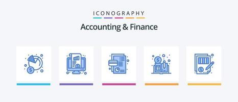 Buchhaltung und Finanzen Blue 5 Icon Pack inklusive Distributed Ledger Book. Kryptowährung. Diagramm. Kuchendiagramm. Kredit. kreatives Symboldesign vektor