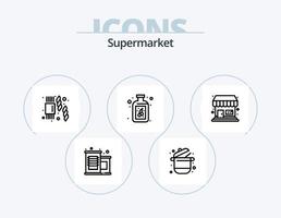 Supermarkt-Linie Icon Pack 5 Icon-Design. Gemüse. Einkaufen. Frühstück. Steak. Rindfleisch vektor