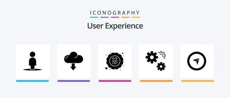 användare erfarenhet glyf 5 ikon packa Inklusive service. kugghjul . ladda ner. konfiguration . program. kreativ ikoner design vektor