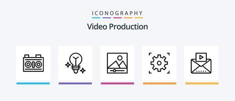 video produktion linje 5 ikon packa Inklusive tv. film. video. bio. media. kreativ ikoner design vektor