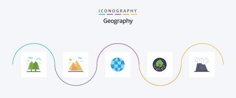 Geographie Flat 5 Icon Pack inklusive Pflanze. Baum. Mond. Erdkunde. Erde vektor