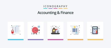 bokföring och finansiera platt 5 ikon packa Inklusive bokföring. garanti. fokus. avtal. vård. kreativ ikoner design vektor