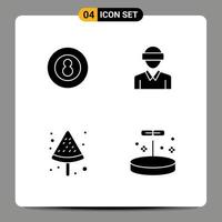 4 kreative Symbole moderne Zeichen und Symbole von Snooker-Mann-Sportbewegungslebensmittel editierbare Vektordesign-Elemente vektor