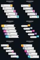 Vektor 6 Infografiken Pack Präsentationsfolie Vorlage 5 Schritte Zyklusdiagramme und Zeitleisten