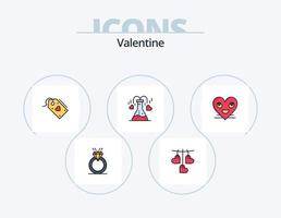 valentine linje fylld ikon packa 5 ikon design. ringa. dag. man. alla hjärtans dag. hjärta vektor