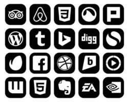 20 Social Media Icon Pack inklusive Video Brightkite Tumblr Dribbble Envato vektor