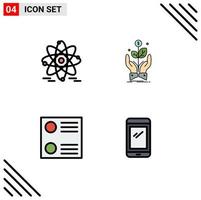 4 thematische Vektor-Filledline-Flachfarben und editierbare Symbole der Atom-Radio-Button-Geschäftsanlage Smartphone-editierbare Vektordesign-Elemente vektor