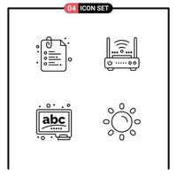 grupp av 4 modern fylld linje platt färger uppsättning för papper ABC tillbaka till skola nätverk krita redigerbar vektor design element