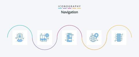 navigering blå 5 ikon packa Inklusive signal. Karta. navigering. plats. gata Karta vektor