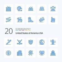 20 USA blå Färg ikon packa tycka om kaktus amerikan amerikan boll USA vektor