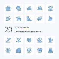 20 usa blau farbe icon pack wie kaktus amerikaner amerikanischer ball usa vektor