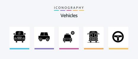 Fahrzeuge Glyphe 5 Icon Pack inklusive . Wagen. Stern. Fahrzeuge. Transport. kreatives Symboldesign vektor