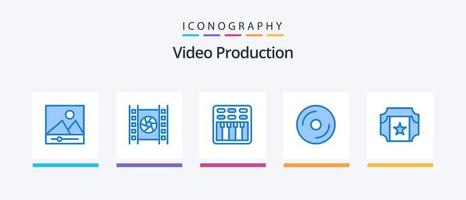 Videoproduktion Blue 5 Icon Pack inklusive Film. Multimedia. Film. Medien. Scheibe. kreatives Symboldesign vektor