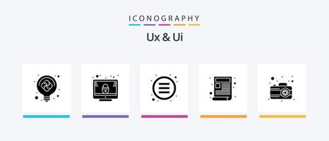 ux und ui glyph 5 Icon Pack inklusive Foto. Webseite. Liste. Netz. Inhalt. kreatives Symboldesign vektor