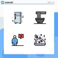 Stock Vector Icon Pack mit 4 Zeilenzeichen und Symbolen für elektronisches Gerät Corporate Chinese Ramen Management editierbare Vektordesign-Elemente