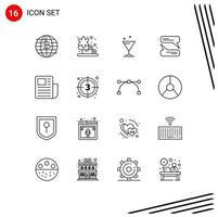 16 kreative Symbole moderne Zeichen und Symbole von Countdown-Text-Getränkeblatt-Texting editierbare Vektordesign-Elemente vektor